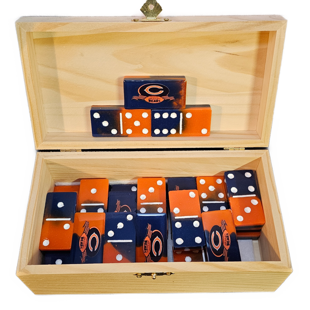 Picture of Chicago Bears Domino Set Chicago Bears - Orange and Blue with white dots