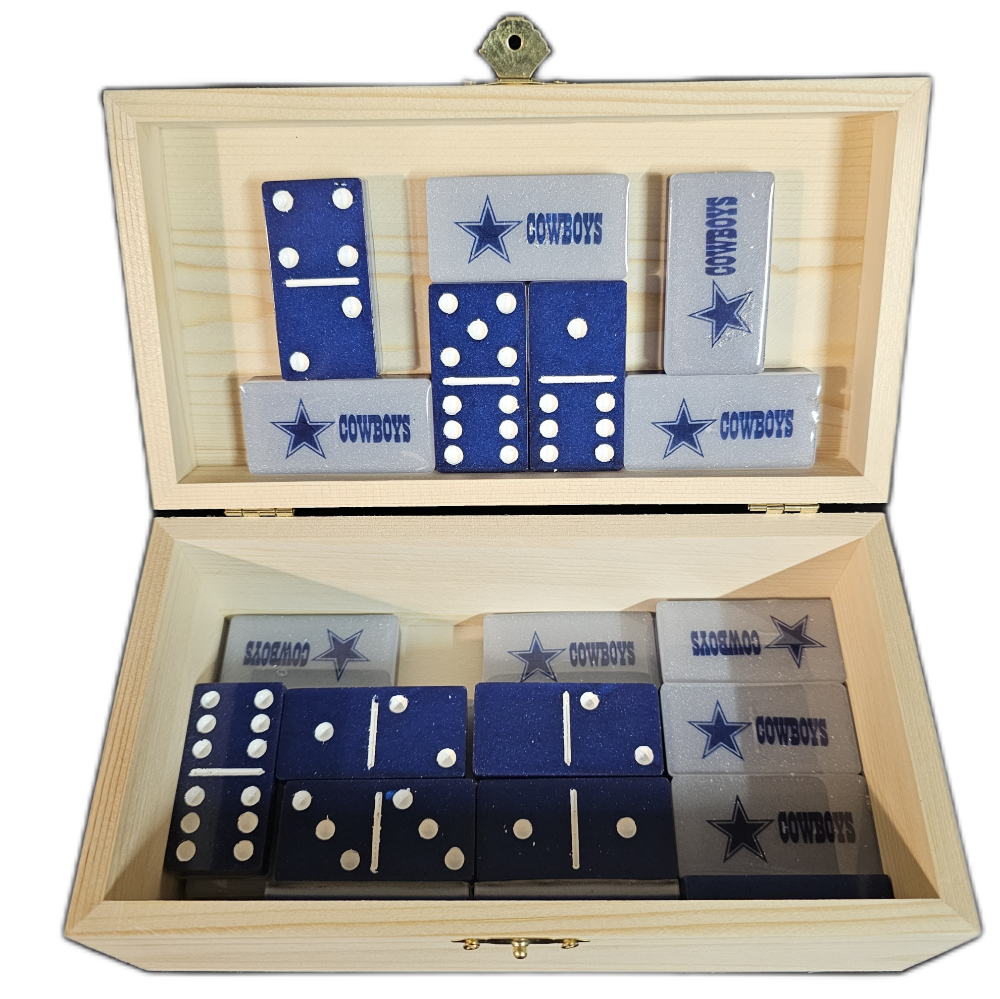 Picture of Dallas Cowboys Domino Set  Blue and White with white dots