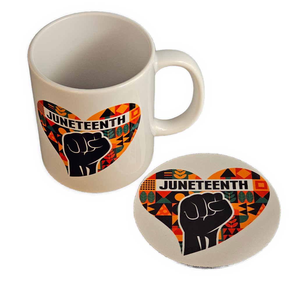 Picture of Juneteenth Coffee Cup with matching coaster
