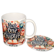 Picture of Just One Chapter Coffee Cup with matching coaster