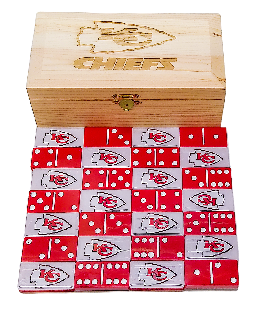 Picture of Kansas City Chiefs Domino Set - Red and White with white dots